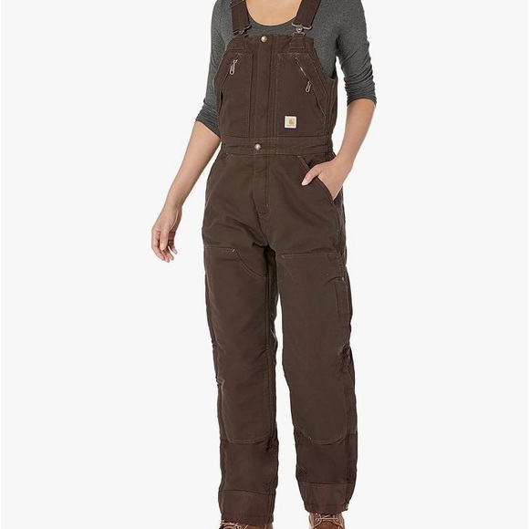 Carhartt Womens Small Loose Fit Washed Duck Insulated Biberal - Picture 5 of 9